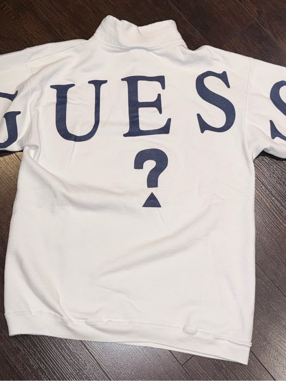 Vintage 90’s GUESS 1/4 Zip Pullover Sweatshirt Size OSFA White